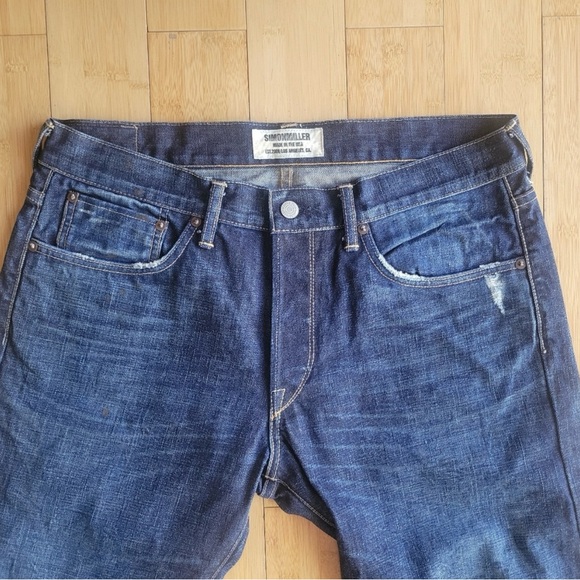 Simon Miller Distressed Indigo Slim Bootcut Jeans - Picture 3 of 11